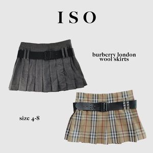 ISO Burberry London belted pleated wool skirts